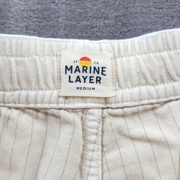 Marine Layer Shorts Mens Medium White Cotton Canvas 6 Inch Lounge Drawstring - Picture 6 of 10